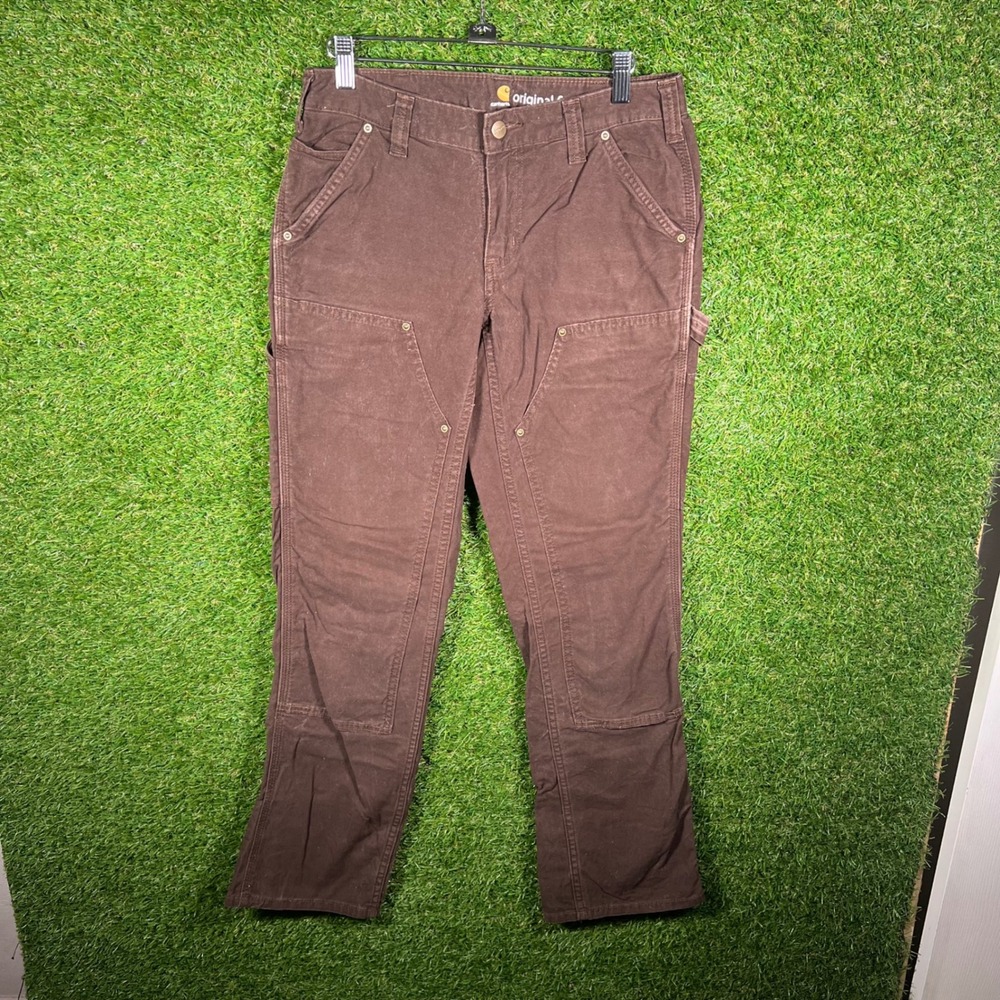 Carhartt Brown Double Front Work Pants Original Fit Canvas Utility Trousers 4908